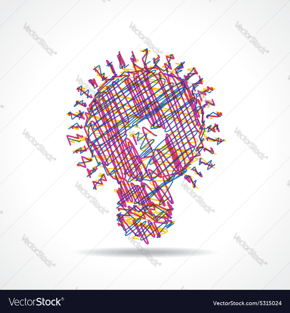 Sketched colorful bulb design stock