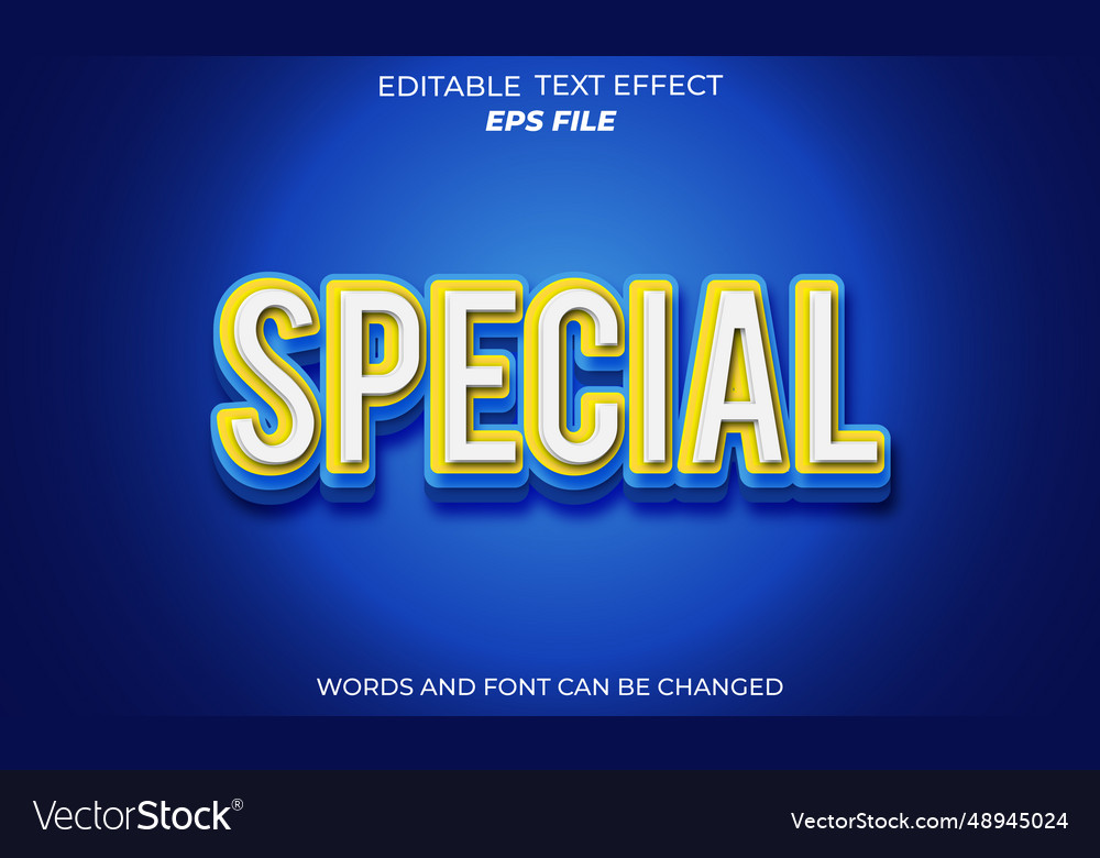 Special text effect font editable typography 3d Vector Image