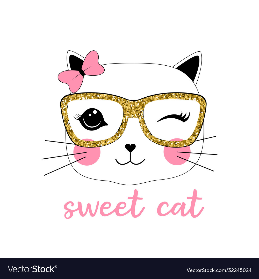 Sweet cat print design with slogan
