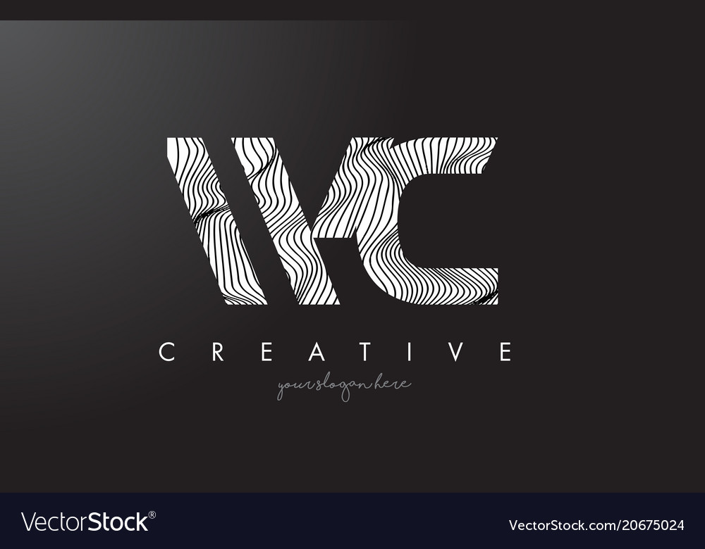 Wc w c letter logo with zebra lines texture