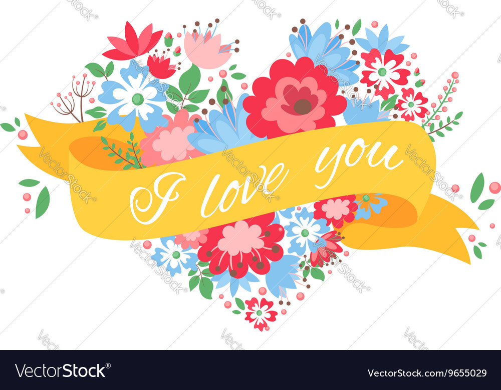 Beautiful floral heart shaped postcard Royalty Free Vector