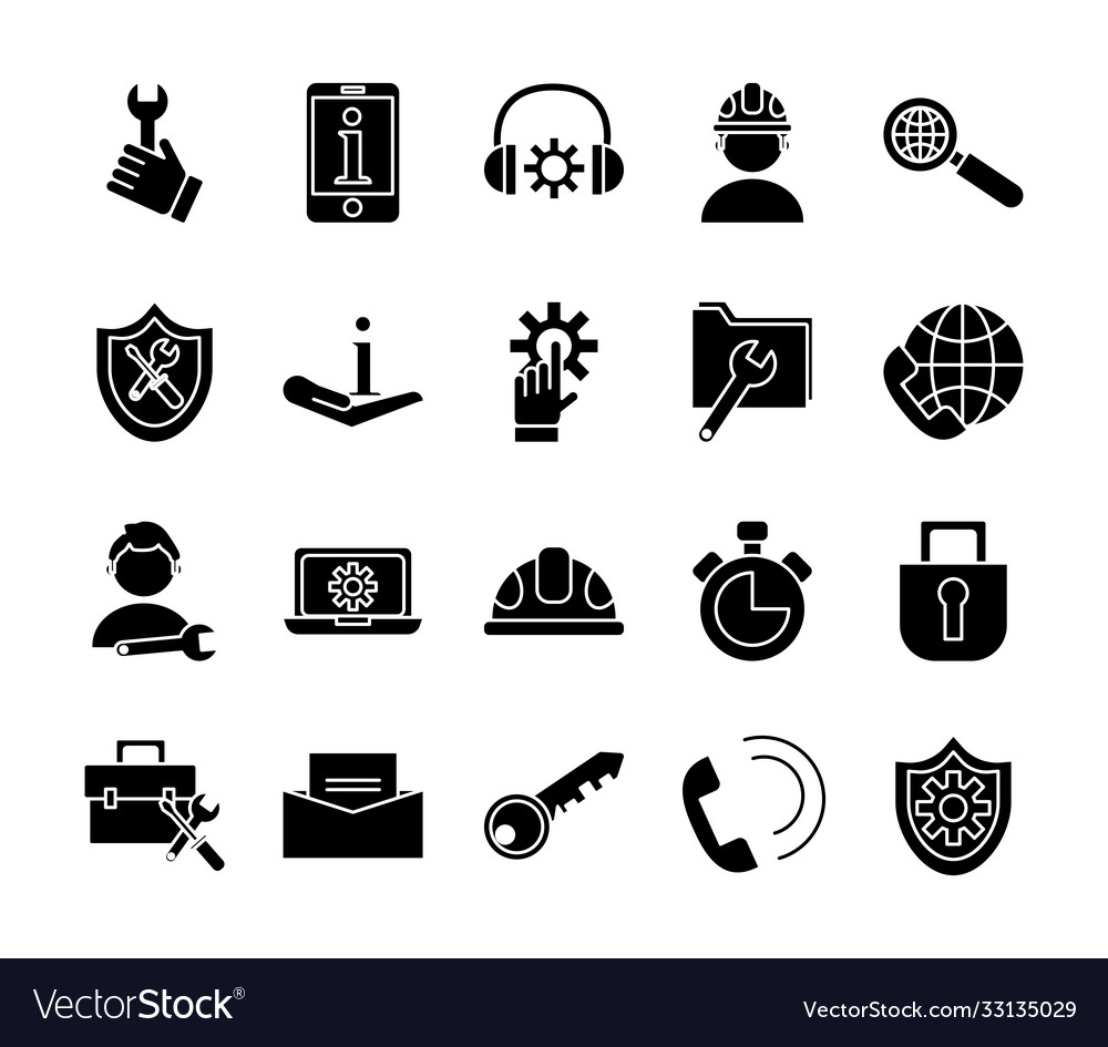 Bundle twenty technical service set icons