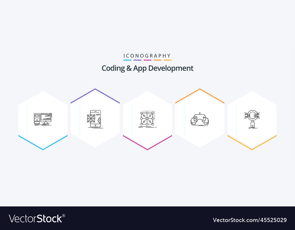 Codierung und App-Entwicklung 25 Line-Icon-Pack