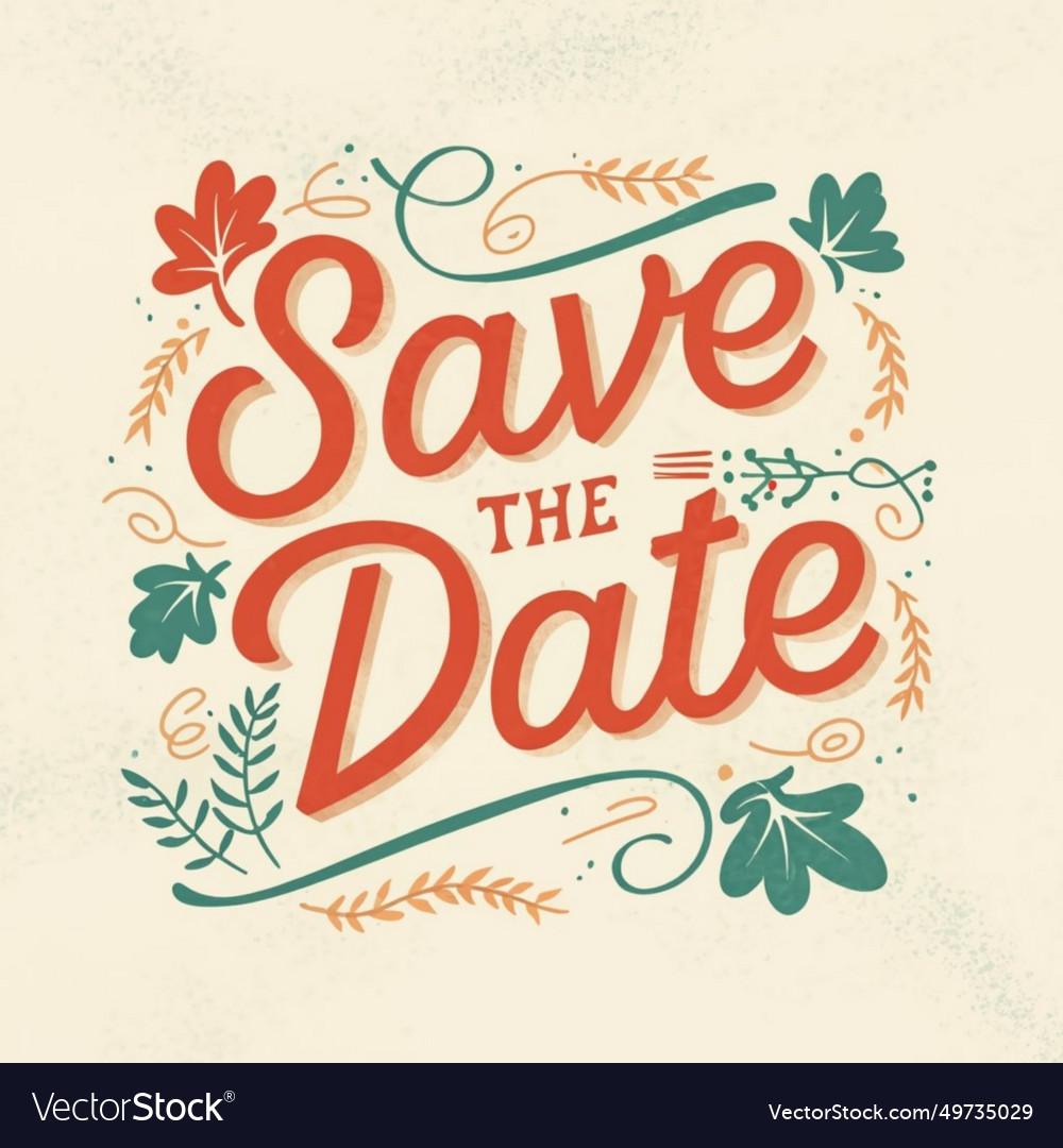 Colourful unique save date lettering logo design Vector Image