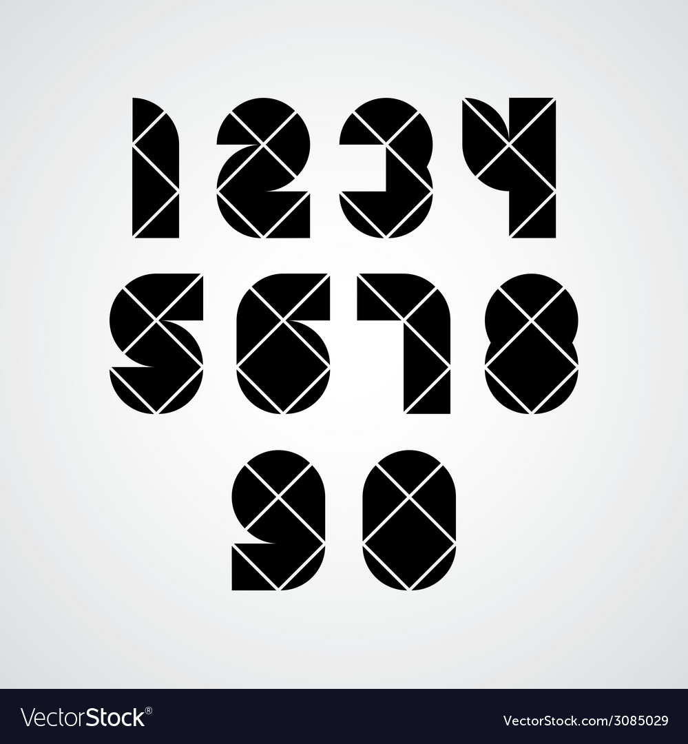 Digital style simple geometric numbers made