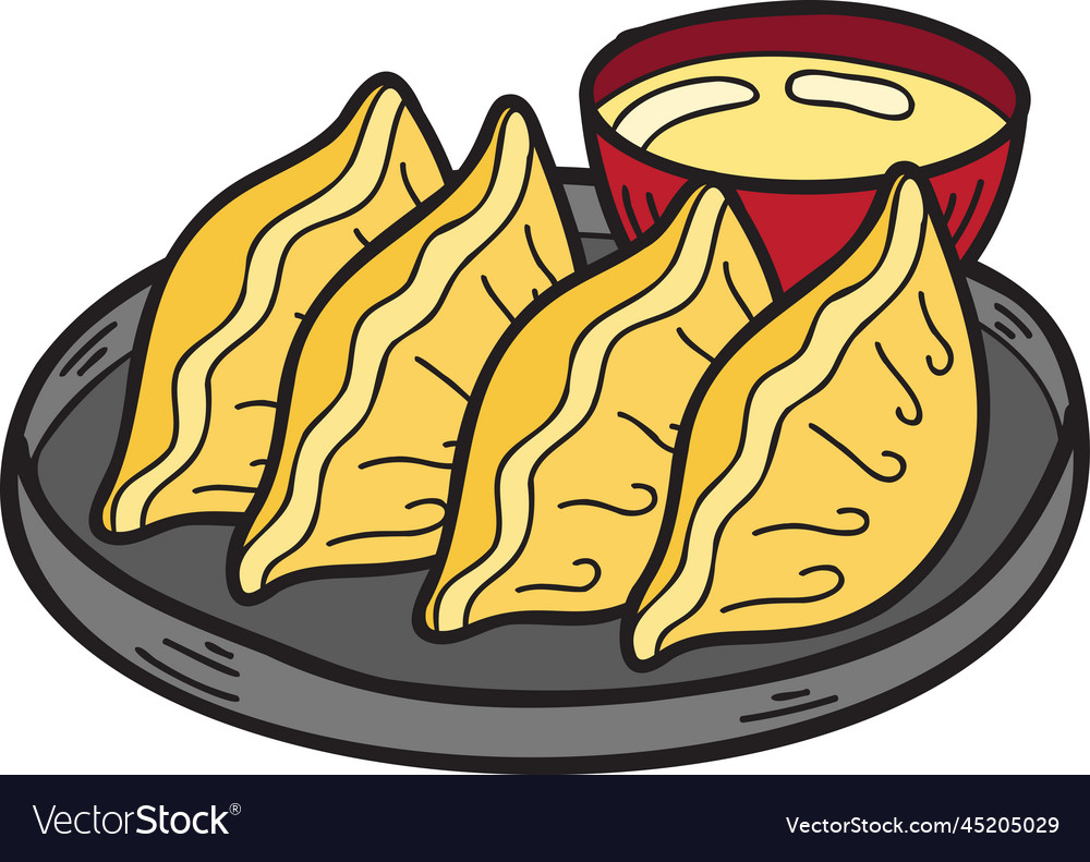 Hand drawn gyoza or dumplings chinese vector image Hand drawn gyoza or dumplings chinese