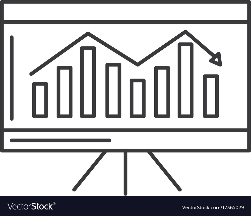 Line business statistic graph with documents