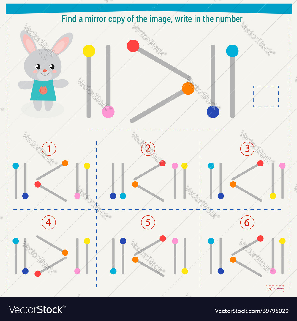 Logic puzzle game for children select and write vector image Logic puzzle game for children select and write