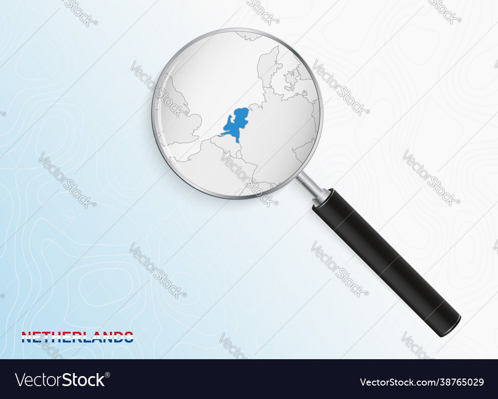 Magnifier with map netherlands on abstract