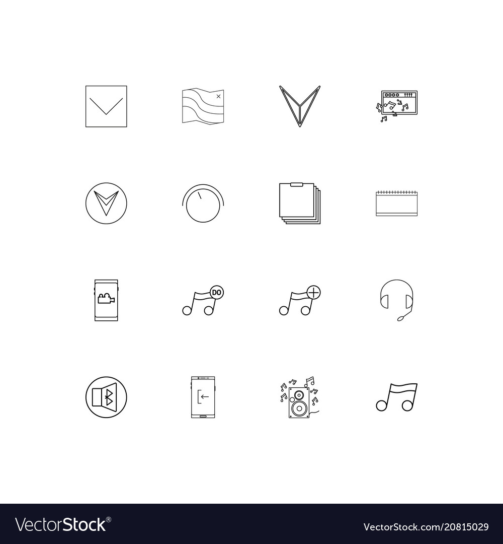 Music linear thin icons set outlined simple