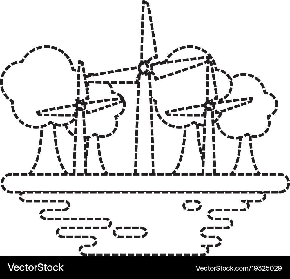 Wind Turbines On Ground Cartoon Royalty Free Vector Image