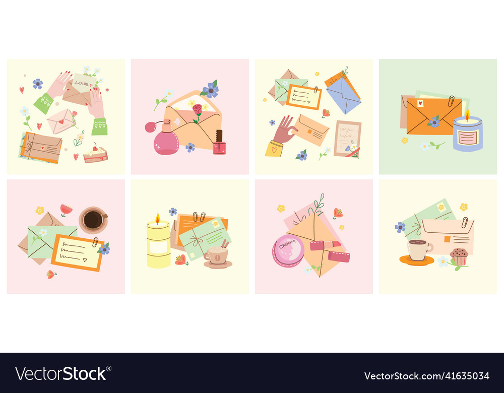 Collection of different envelopes with mail