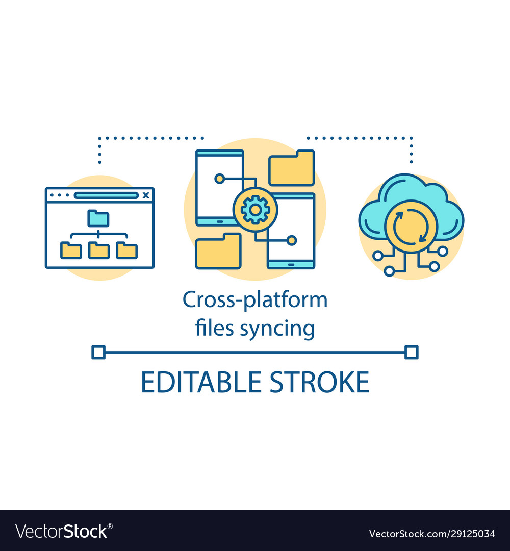 Cross platform files synchronization concept icon vector image Cross platform files synchronization concept icon