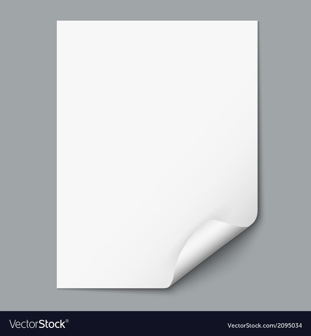 Empty paper sheet with curled corner Royalty Free Vector