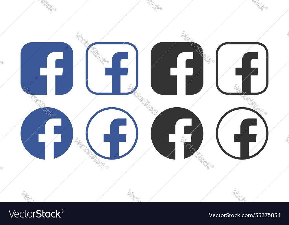 Facebook icons set logo facebook social Royalty Free Vector