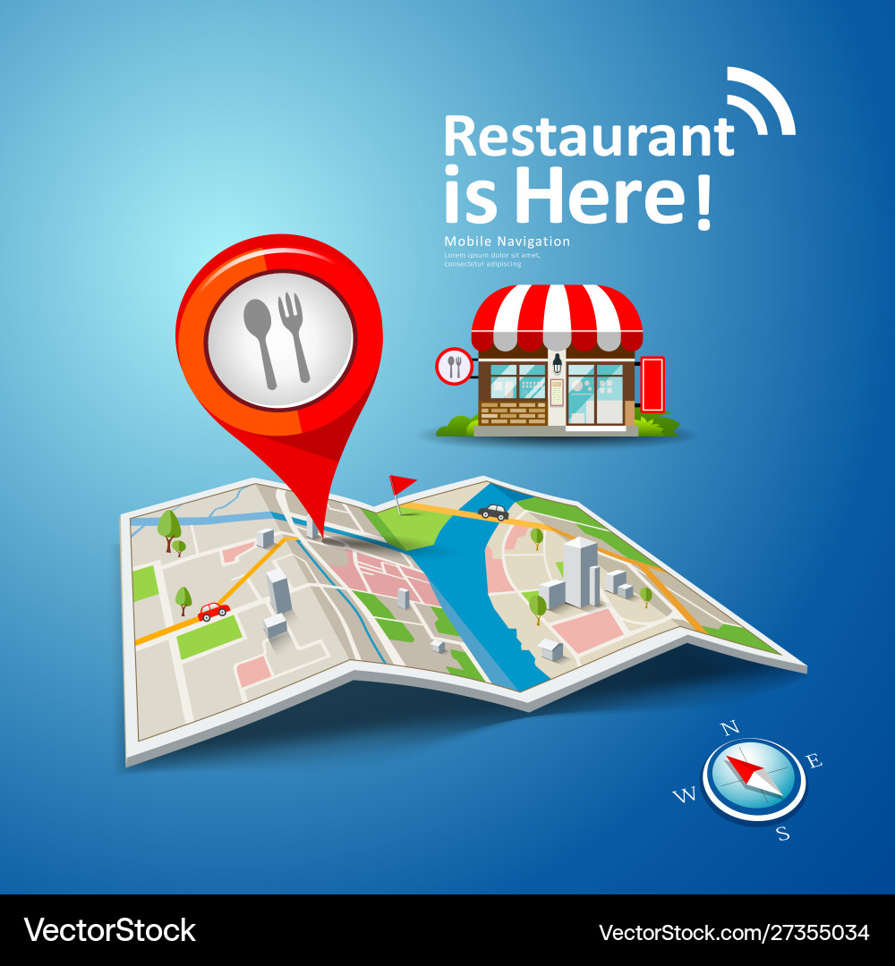 Folded maps with red color point markers Vector Image