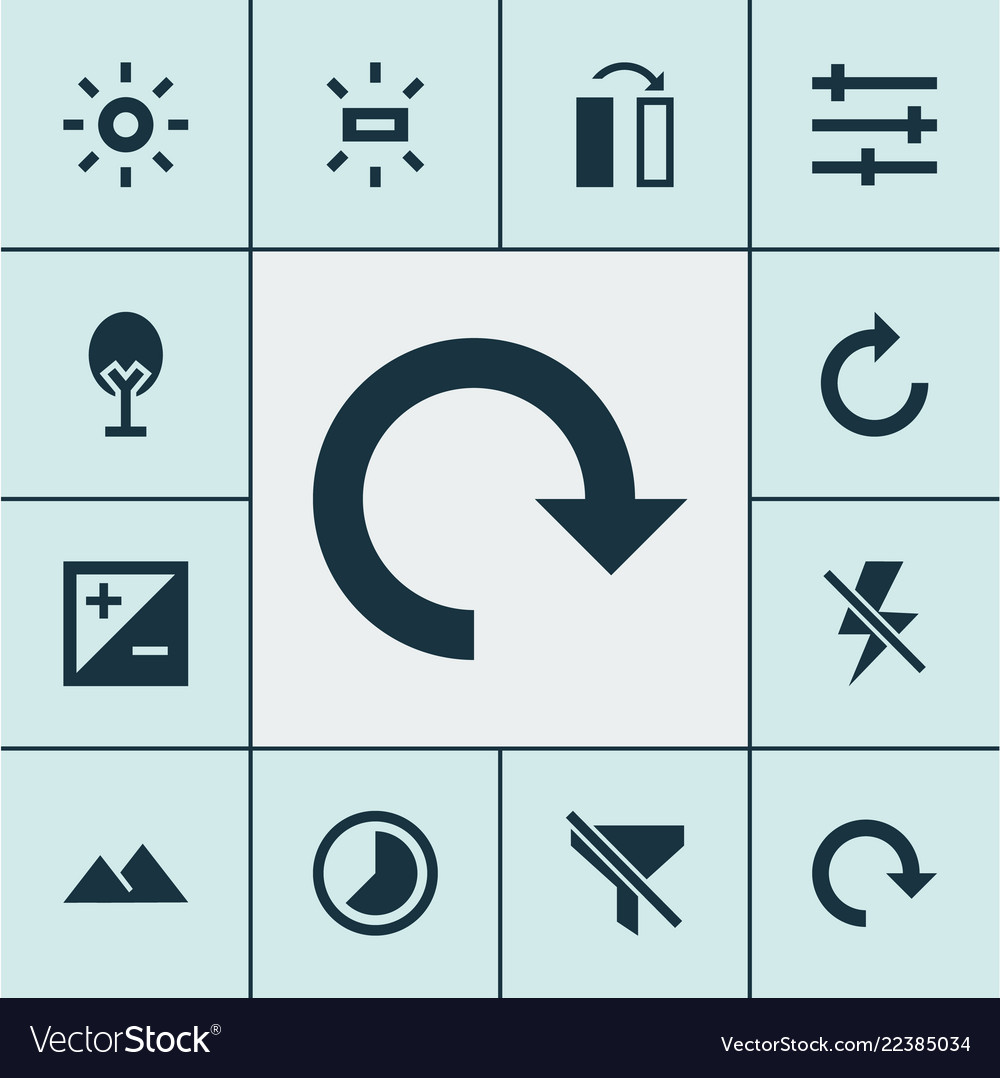Image icons set with tune filtration exposure vector image Image icons set with tune filtration exposure
