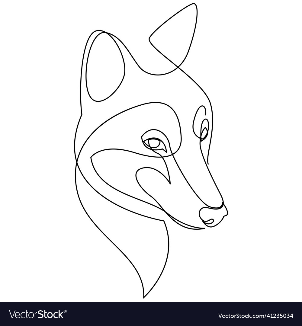 One line wolf design silhouette hand drawn