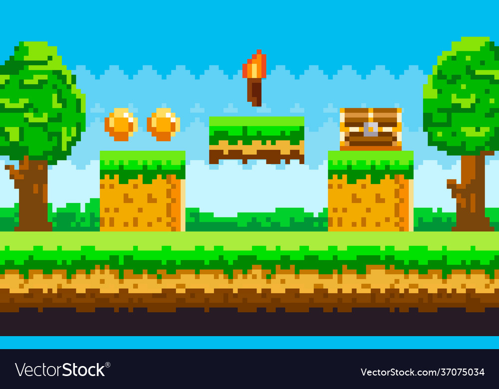 Зеленая пиксельная игра