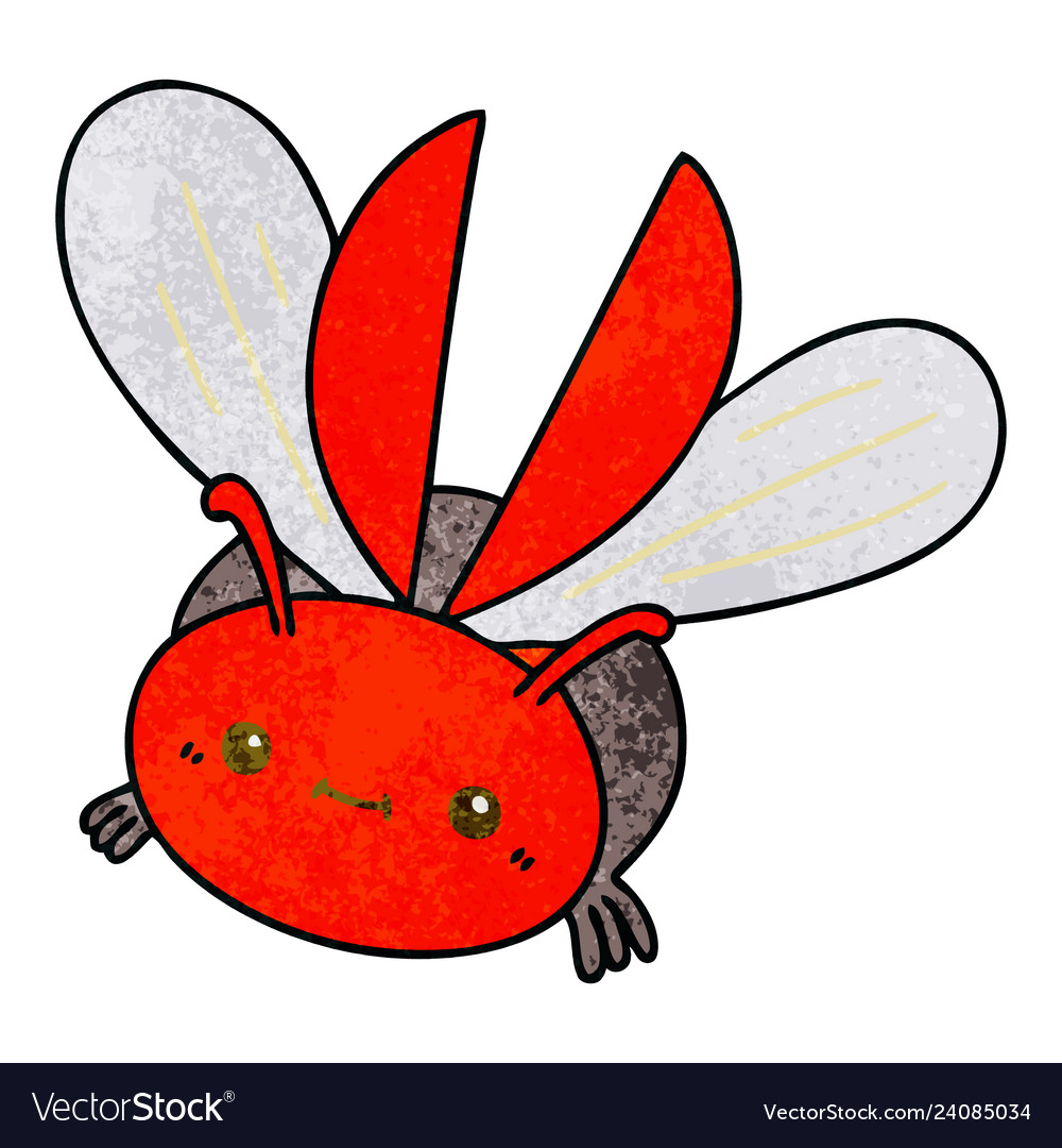 Quirky hand drawn cartoon flying beetle