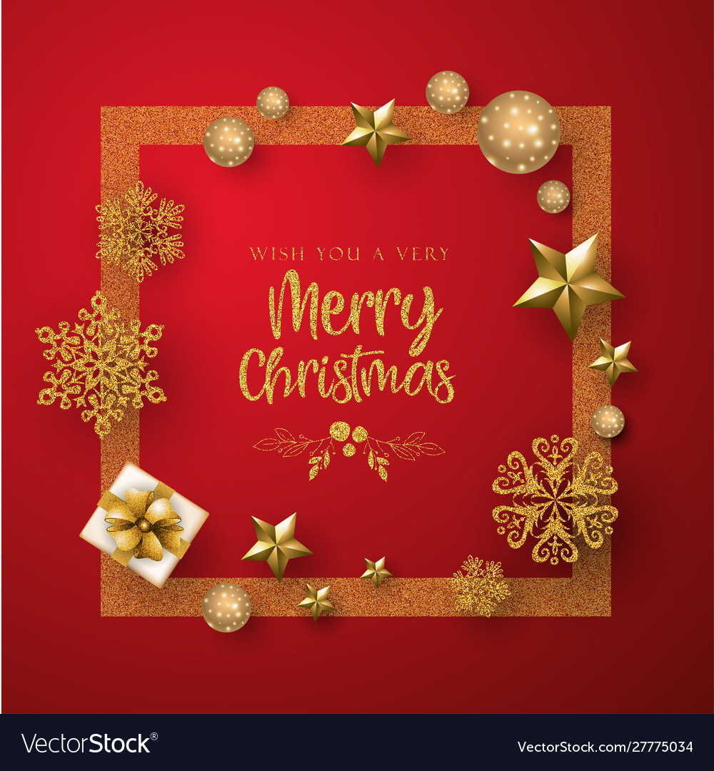 Red and golden merry christmas background Vector Image