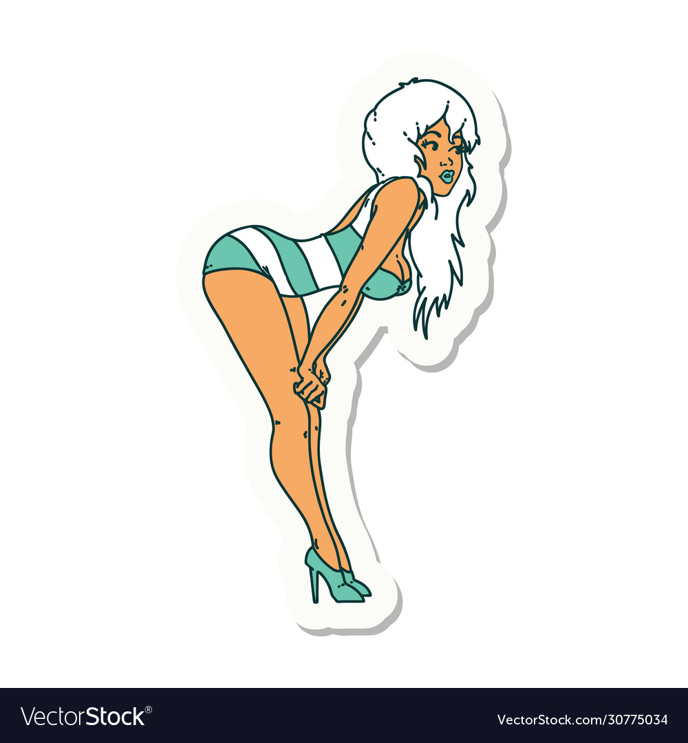 Tattoo sticker a pinup girl in swimming costume