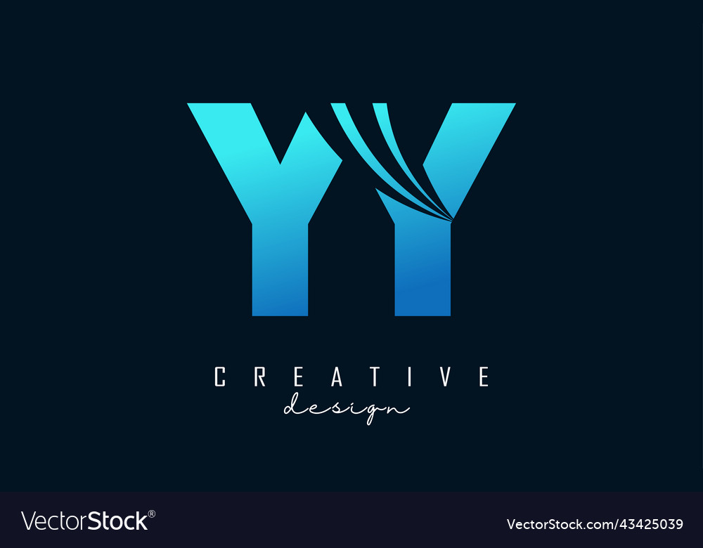 Creative blue letters yy y logo with leading