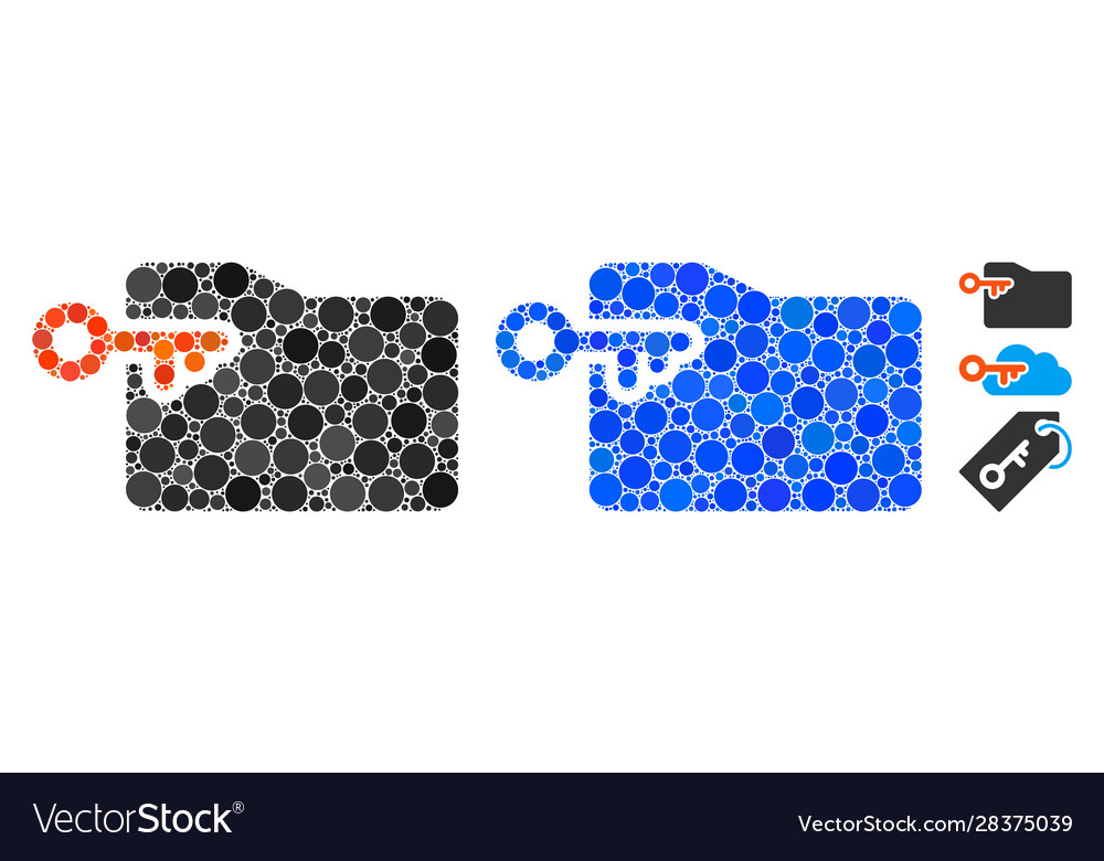 Folder access key composition icon round dots vector image Folder access key composition icon round dots