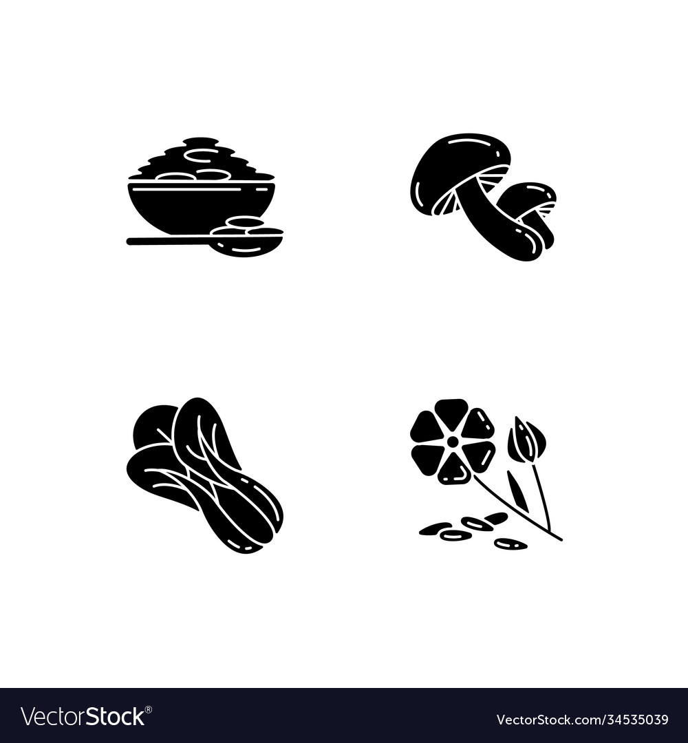 Healthy grains black glyph icons set on white