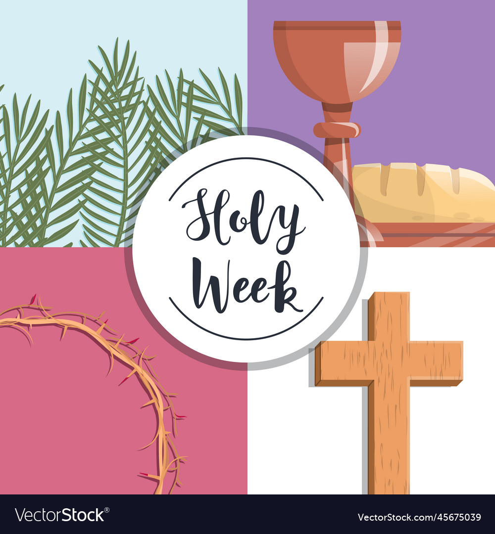 Holy week palm branches the last supper crown Vector Image