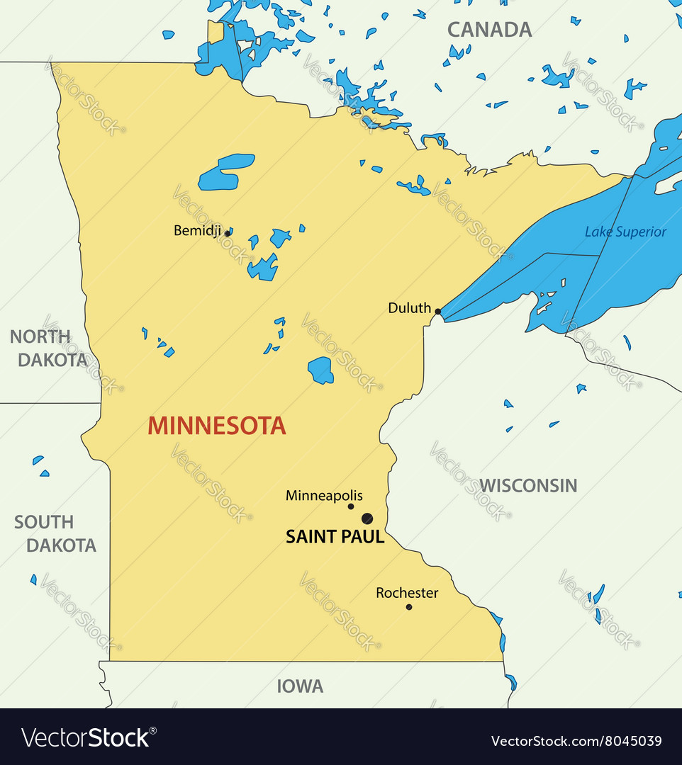 Minnesota - map Royalty Free Vector Image - VectorStock