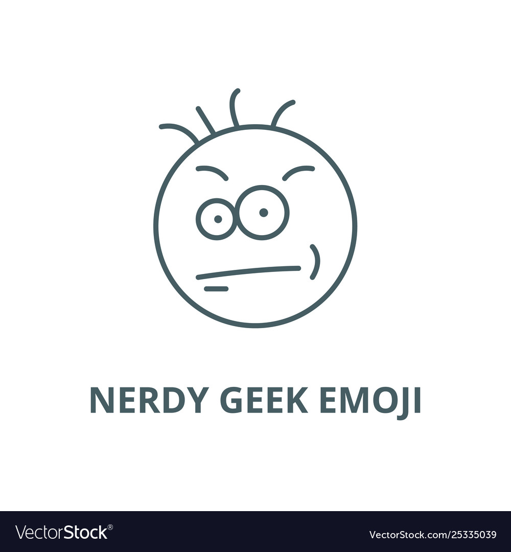 Nerdy geek emoji line icon linear concept vector image Nerdy geek emoji line icon linear concept