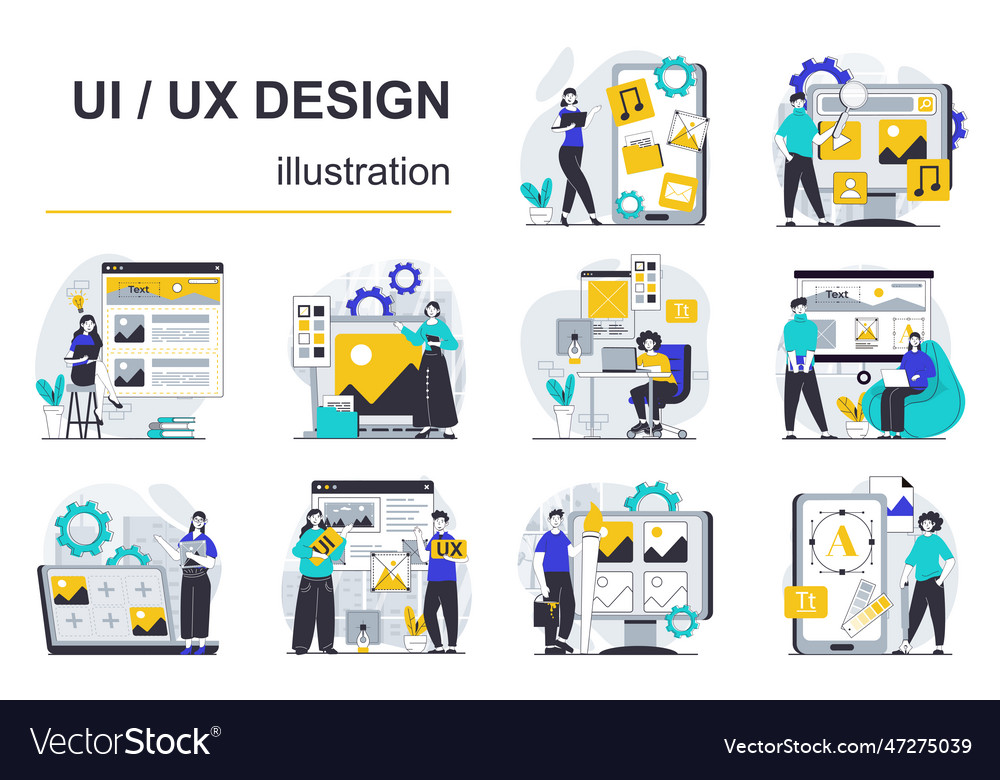 Ui ux design concept with character situations Vector Image
