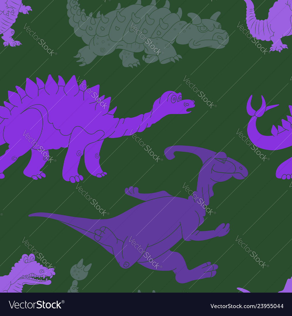 A seamless repeating pattern of dinosaurs vector image A seamless repeating pattern of dinosaurs