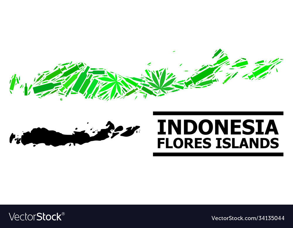 Addiction mosaic map indonesia - flores islands vector image Addiction mosaic map indonesia - flores islands