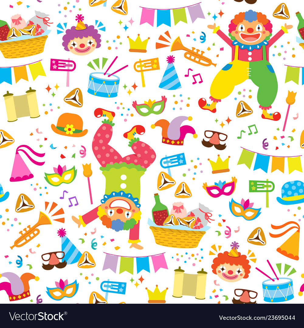 Colorful purim pattern vector image Colorful purim pattern