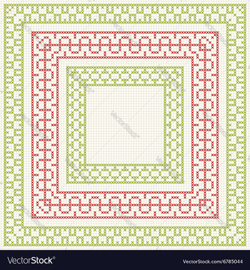 Cross-stitch embroidery - set of borders