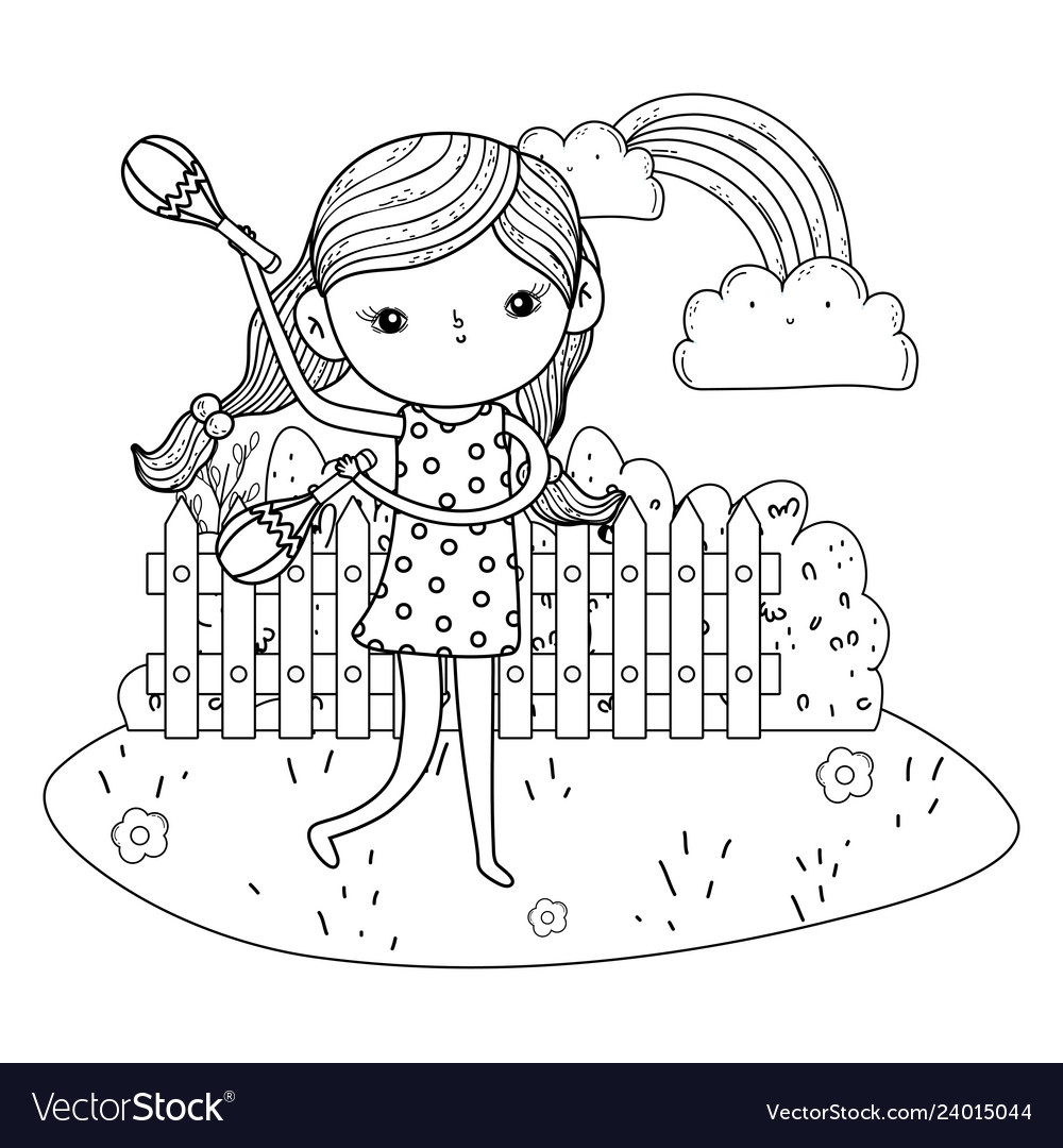 Cute Little Girl Playing Maracas Royalty Free Vector Image