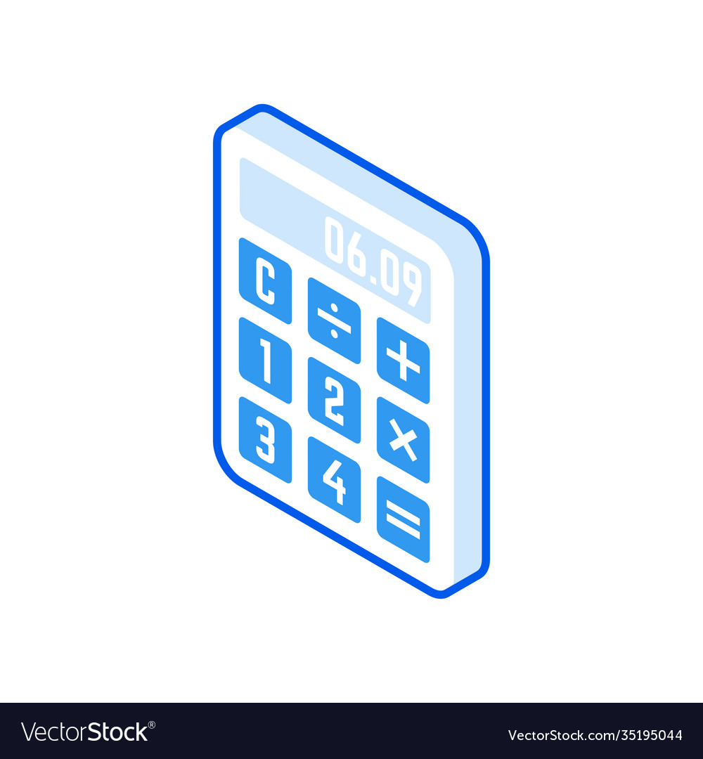 Electronic calculator isometric icon educational