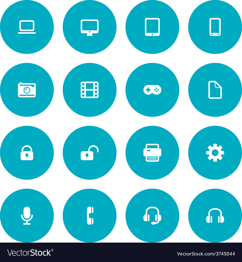 Flat Icon Set For Web And Mobile Technology Icons Vector Image