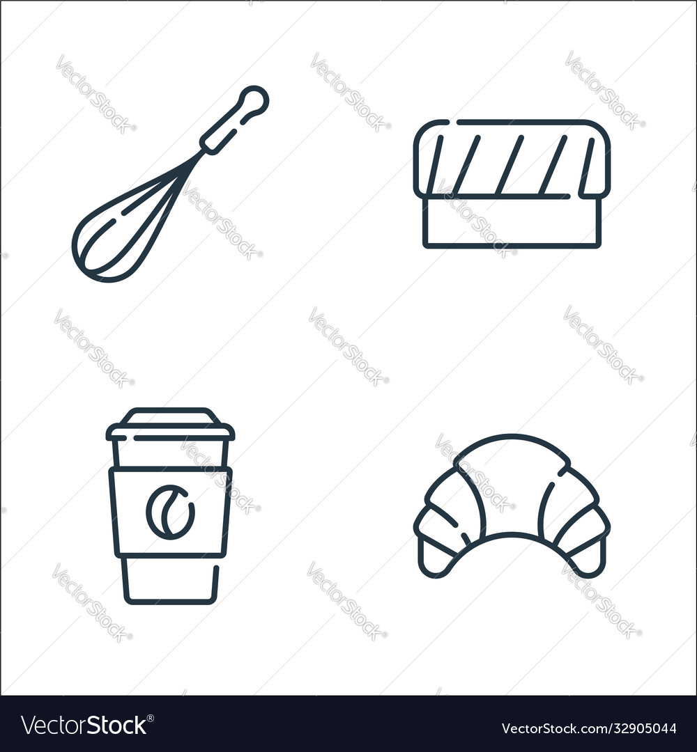 Gastronomy line icons linear set quality vector image Gastronomy line icons linear set quality