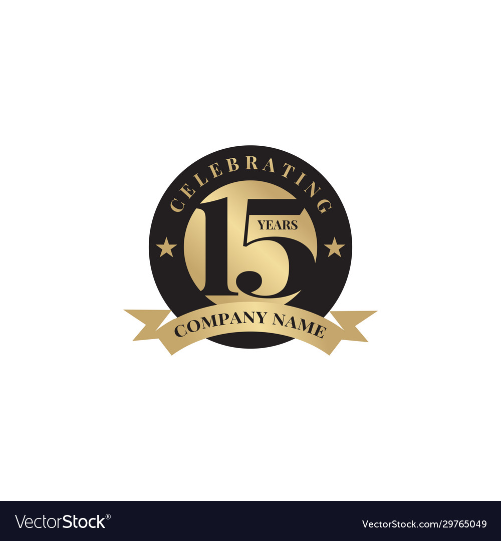 15th year celebrating anniversary emblem logo