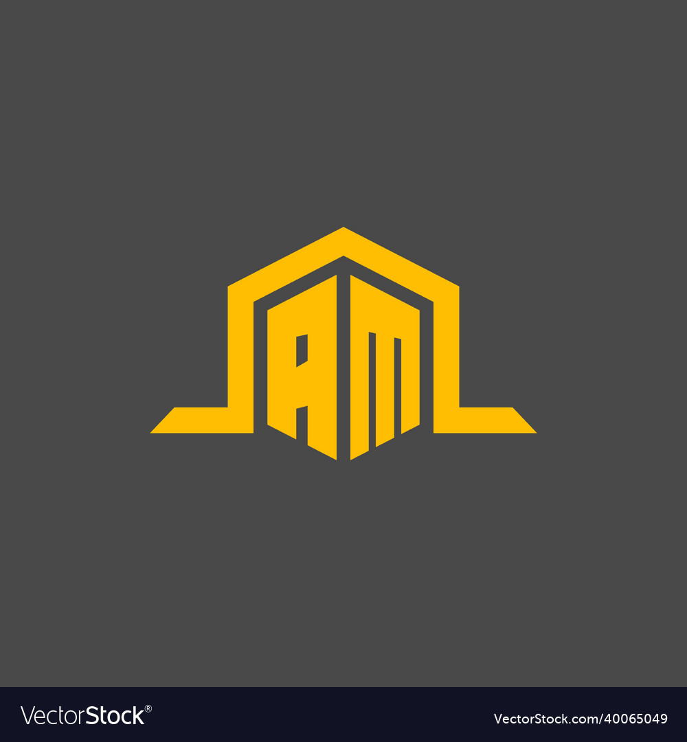 Am monogram initial logo with hexagon style design