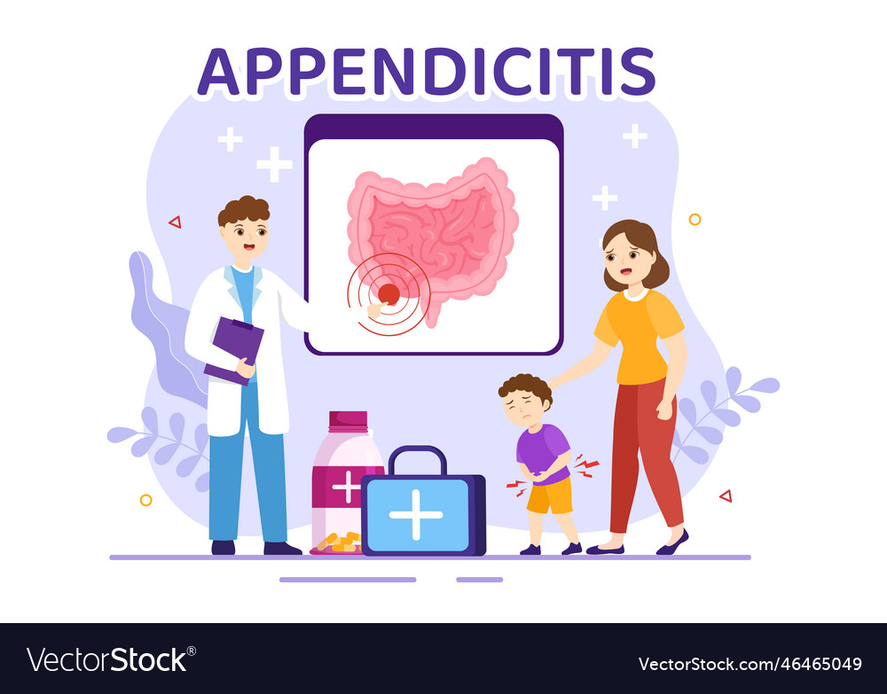 Appendicitis With Kids Inflammation Royalty Free Vector Appendicitis With Kids Inflammation Royalty Free Vector