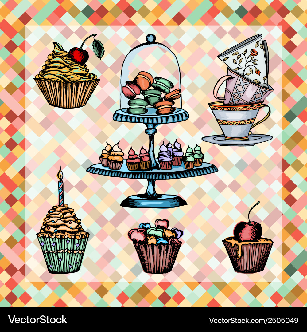 Cake set Royalty Free Vector Image - VectorStock
