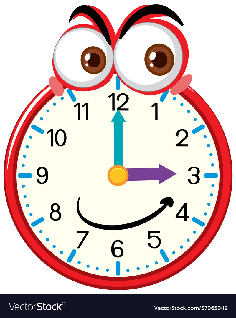 Clock cartoon character with facial expression Vector Image