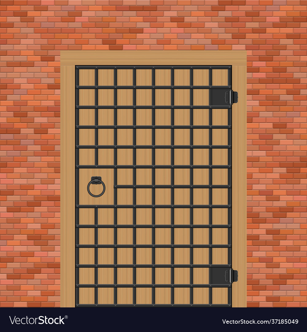 Mittelalterliche Schlosstür mit Stahlstangen vector image Mittelalterliche Schlosstür mit Stahlstangen