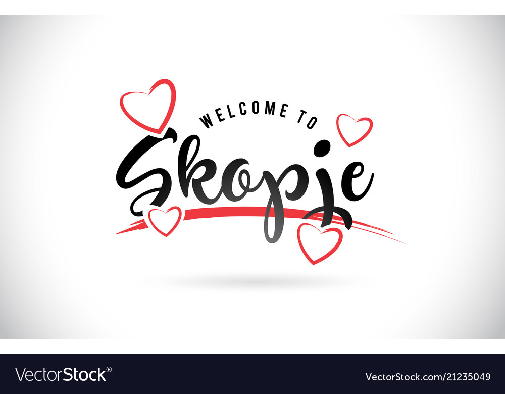 Skopje welcome to word text with handwritten font