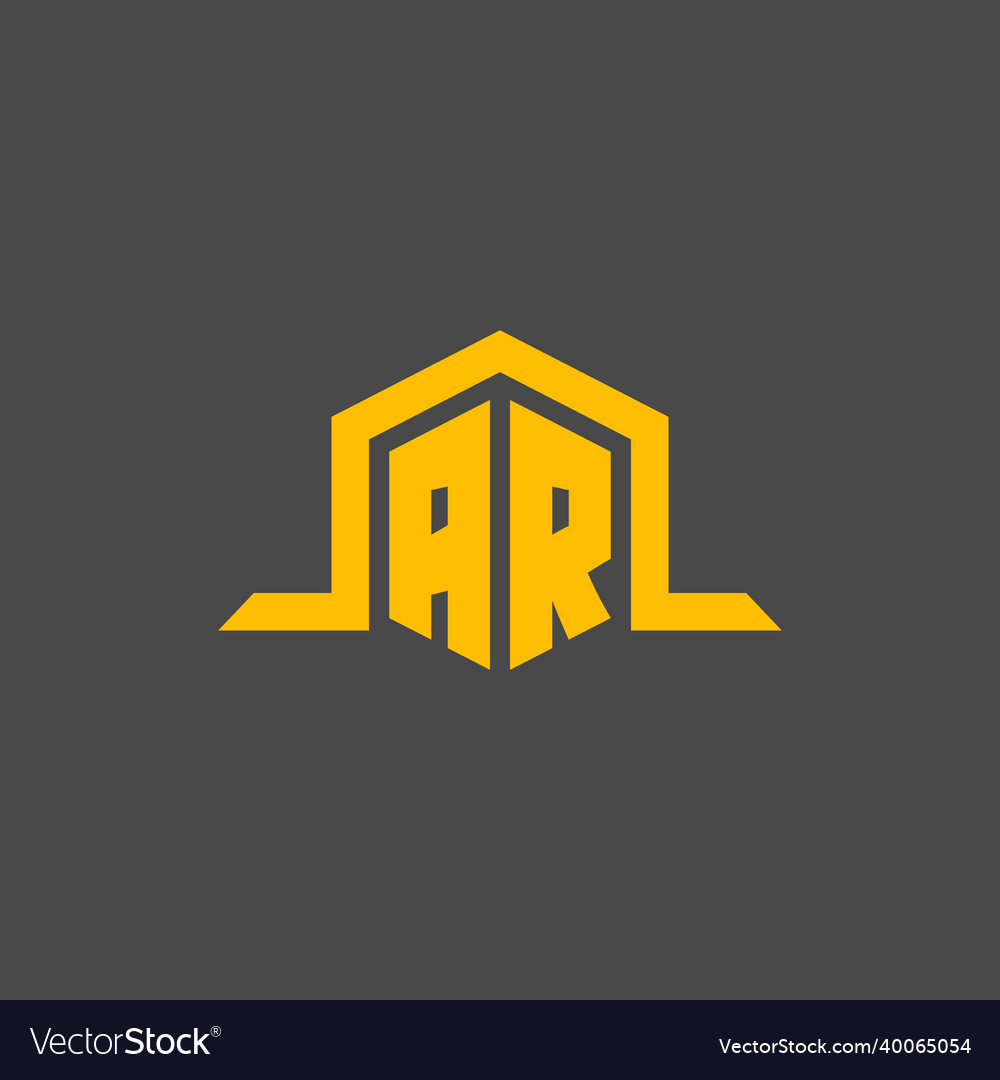 Ar monogram initial logo with hexagon style design
