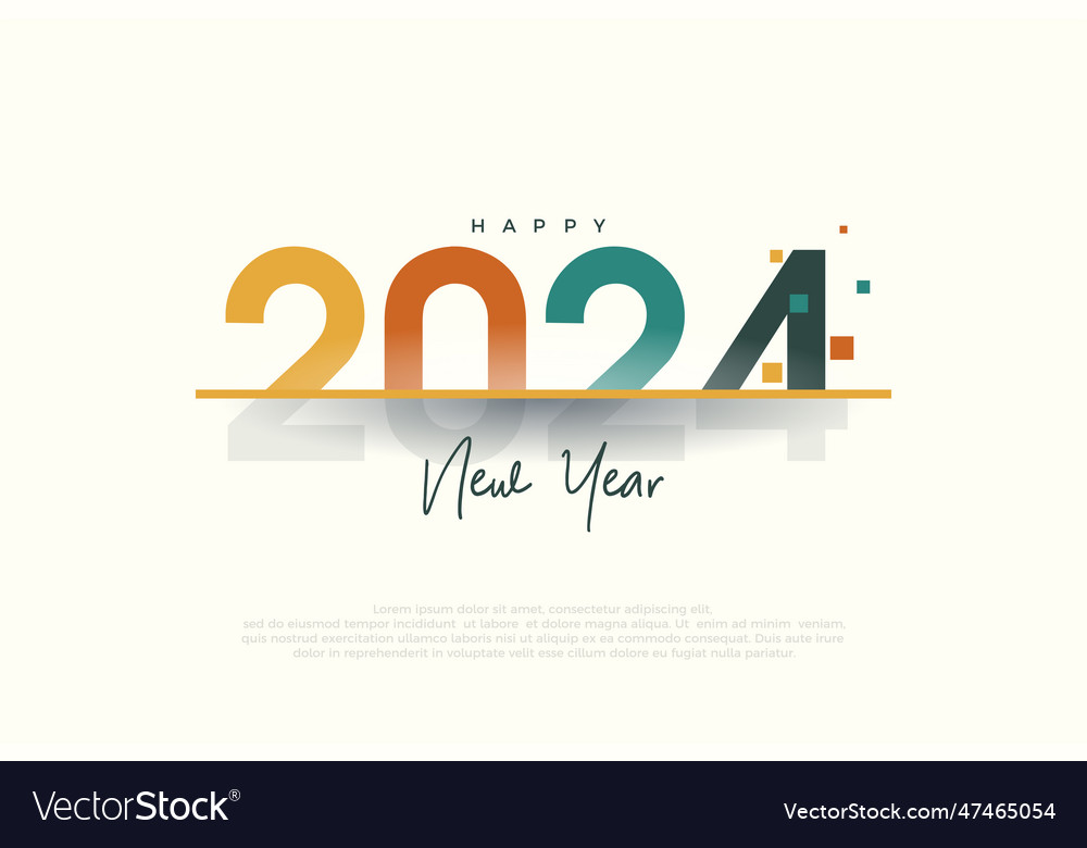 Colorful Retro Design Happy New Year 2024 Vector Image